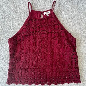 NWOT Monteau Ruby Red Lace Overlay Tank Top sz XL
